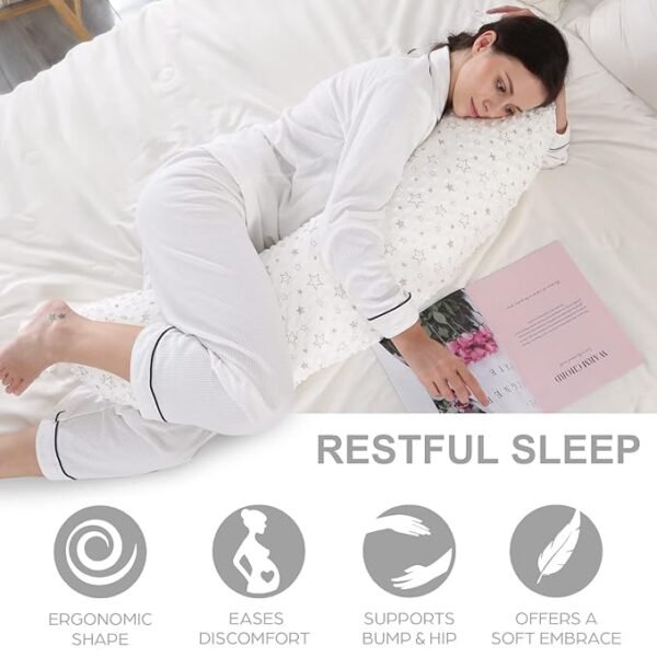 PinkFroggie Long Pregnancy Pillow for Side Sleeping